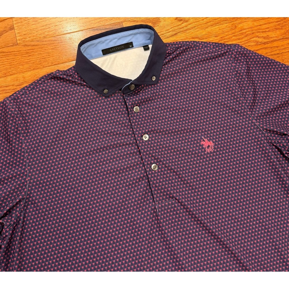 Chartwell Golf Country Club Greyson Polo Shirt Mens Medium Geometric Dot Pattern